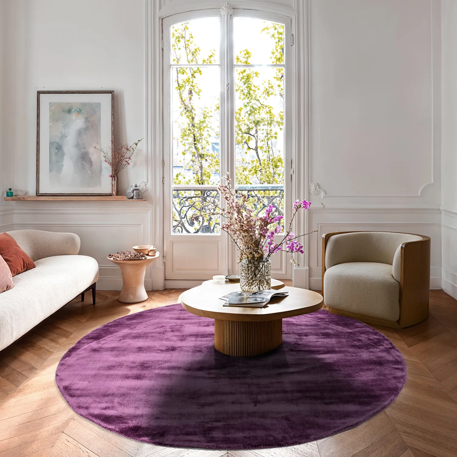 Rund Teppich - Jodhpur Special Luxury Edition (lila)