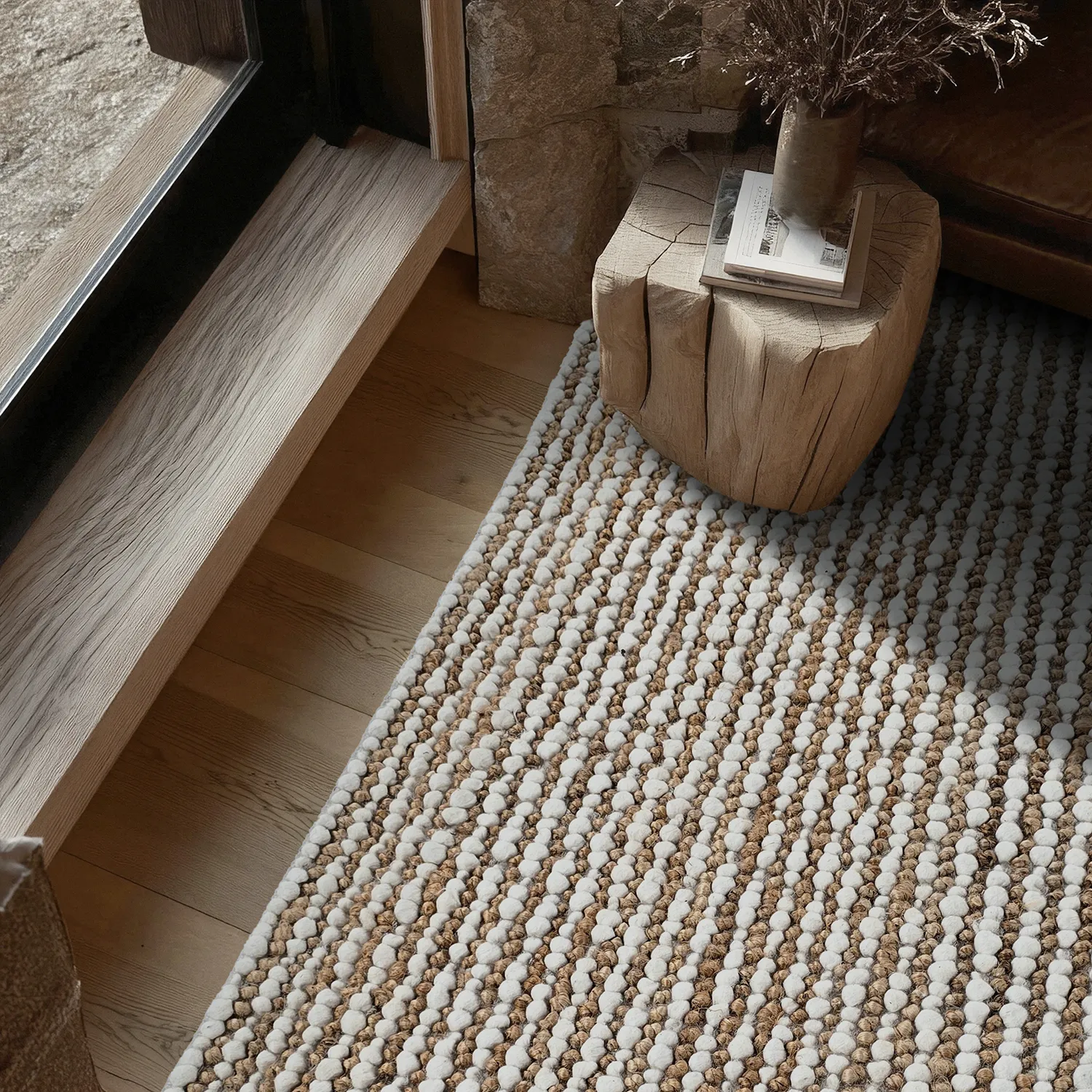 Juteteppich - Bally Jute/wool Bubble (natur/weiß)