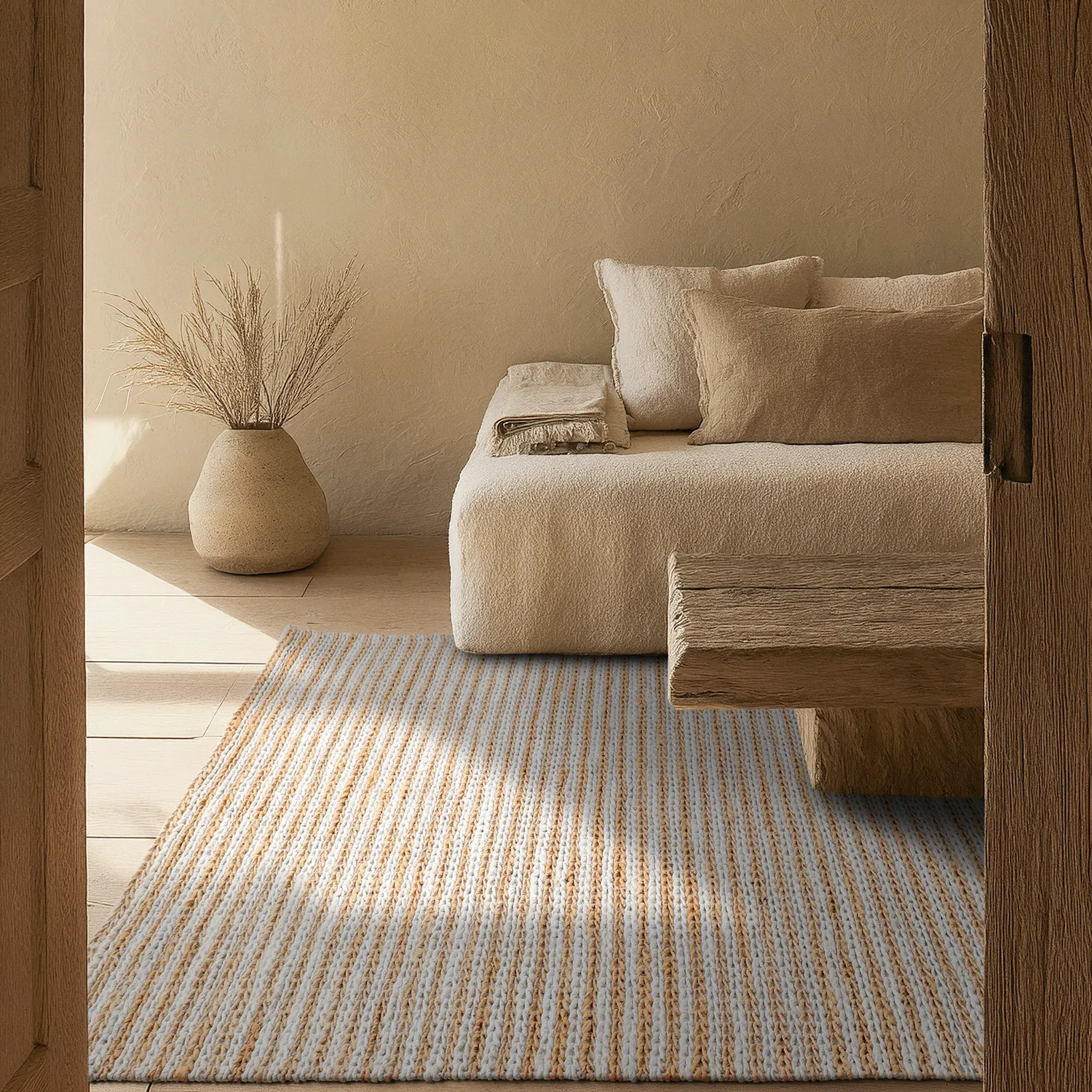 Juteteppich - Howrah Braided Jute (natur/weiß)