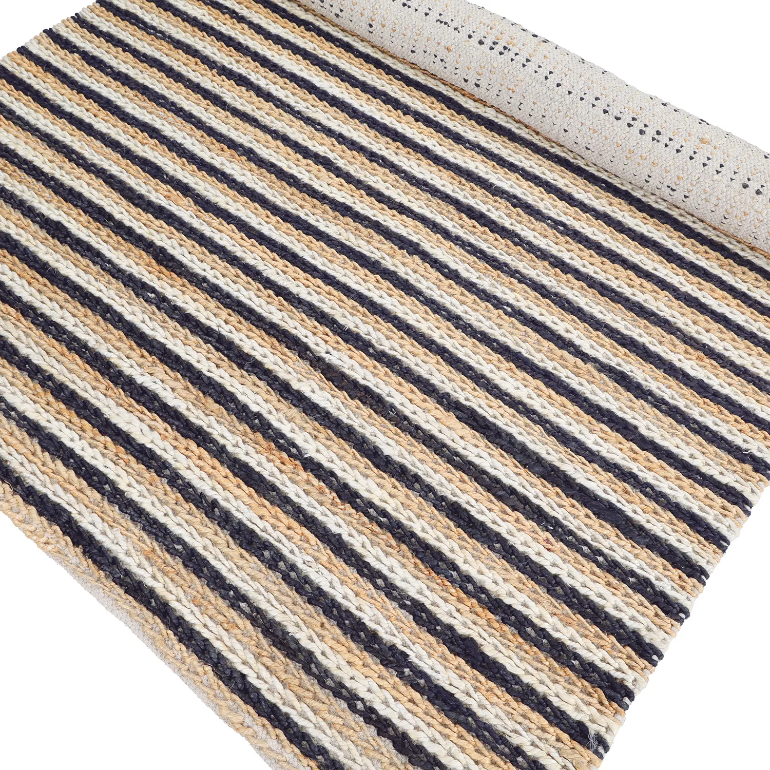 Juteteppich - Howrah Braided Jute (natur/weiß/schwarz)