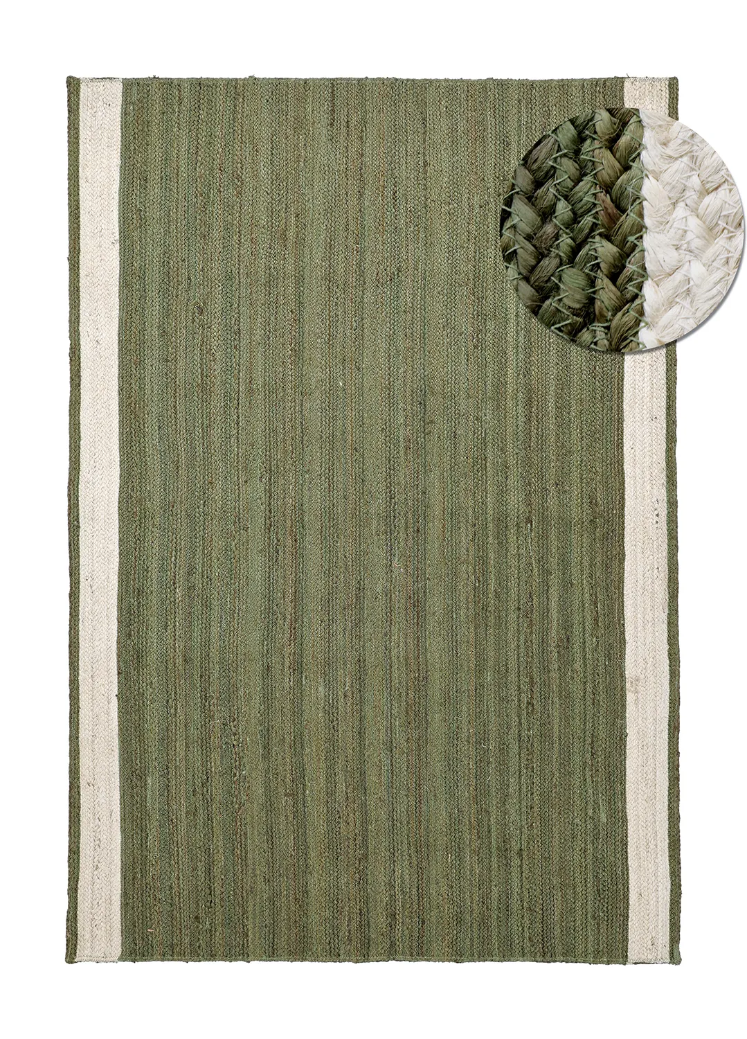 Juteteppich - Senaki (militärgrün/weiß)