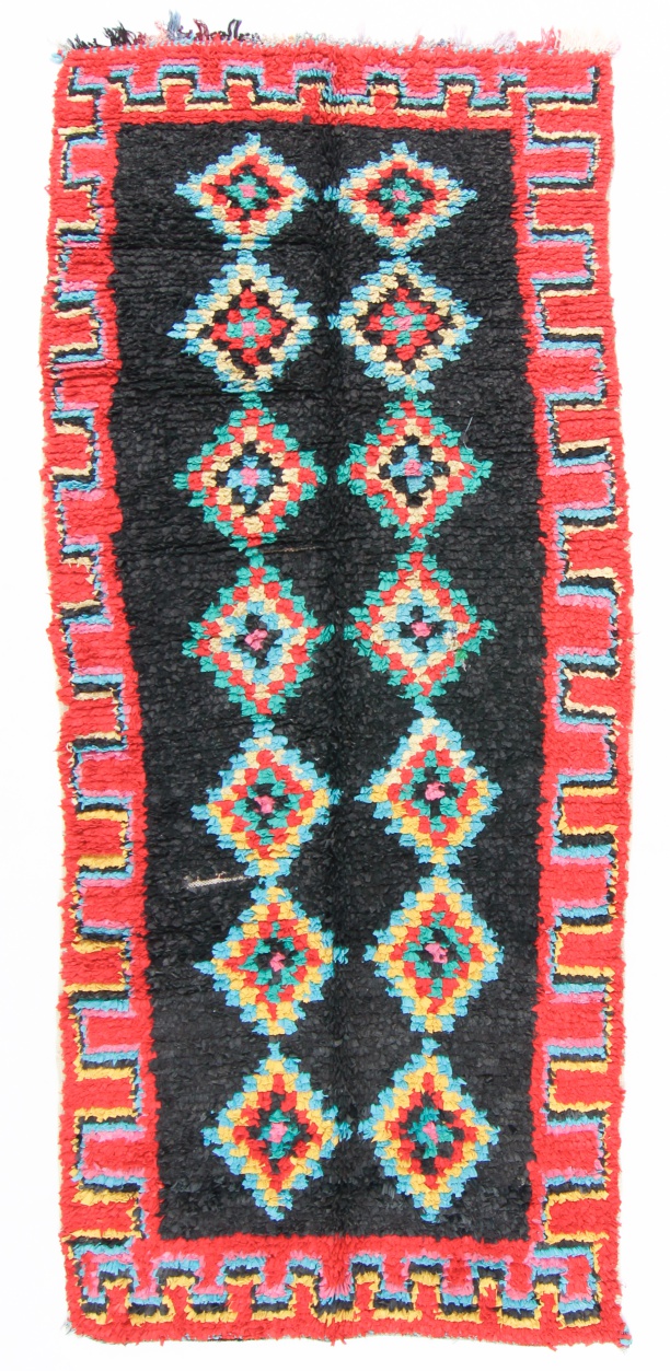 Marokkanische Berber Teppich Boucherouite 300 x 120 cm