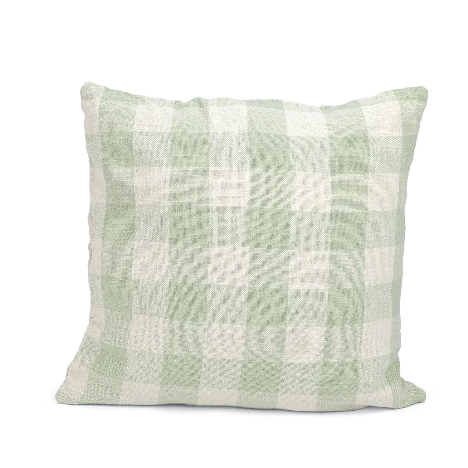 Kissenbezug - Isela check cotton cushion cover (cremefarben/hellgrün)