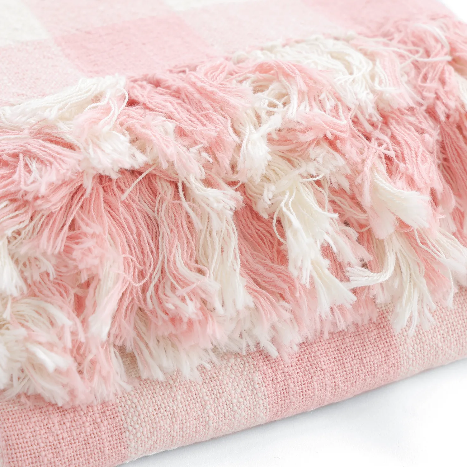 Decken - Isela check cotton throw (cremefarben/rosa)
