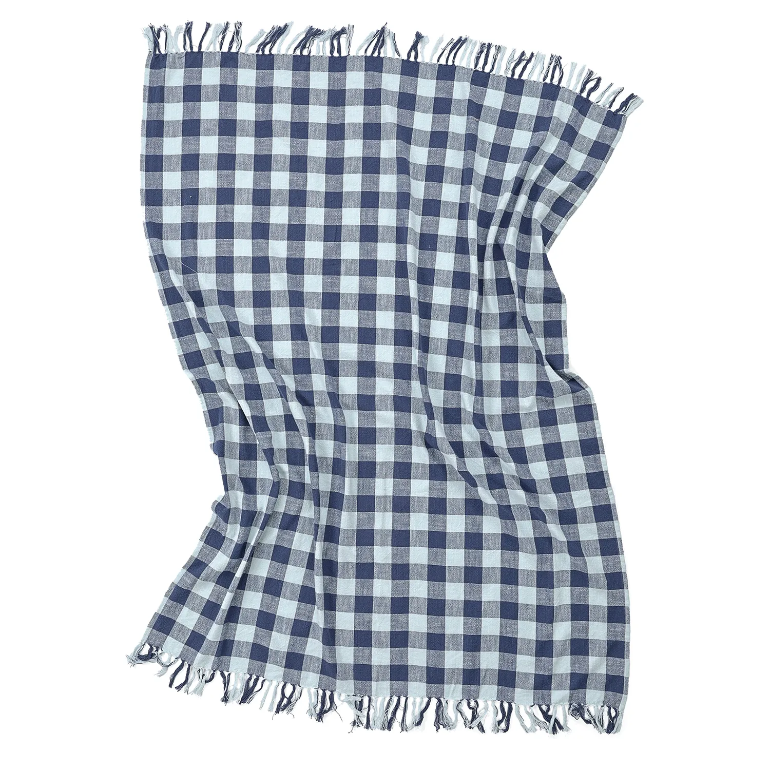 Decken - Isela check cotton throw (marineblau/hellblau)