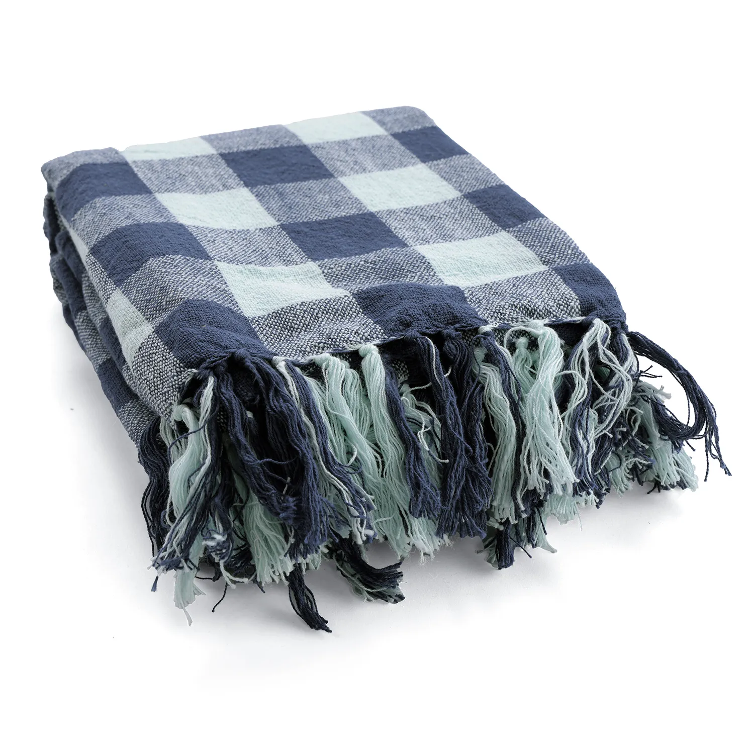 Decken - Isela check cotton throw (marineblau/hellblau)