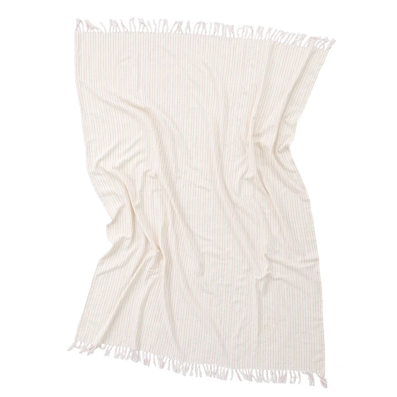 Decken - Rumi stripe cotton throw (cremefarben/rosa/hellblau)