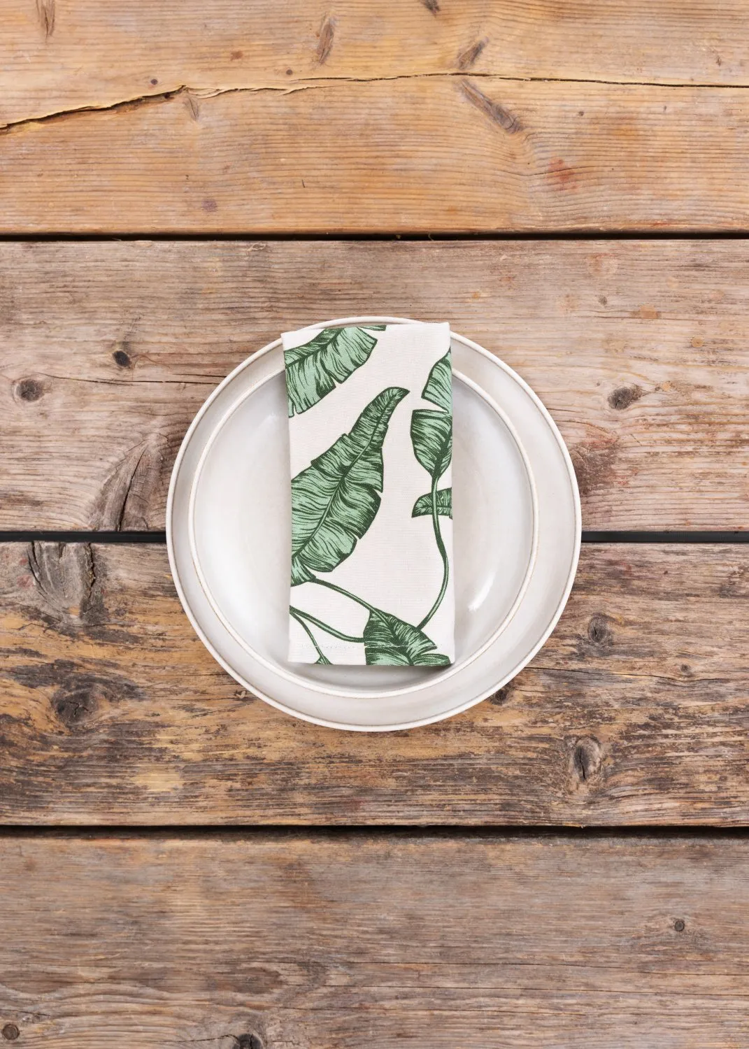 Serviette im 4er-Pack - Leaves (grün)