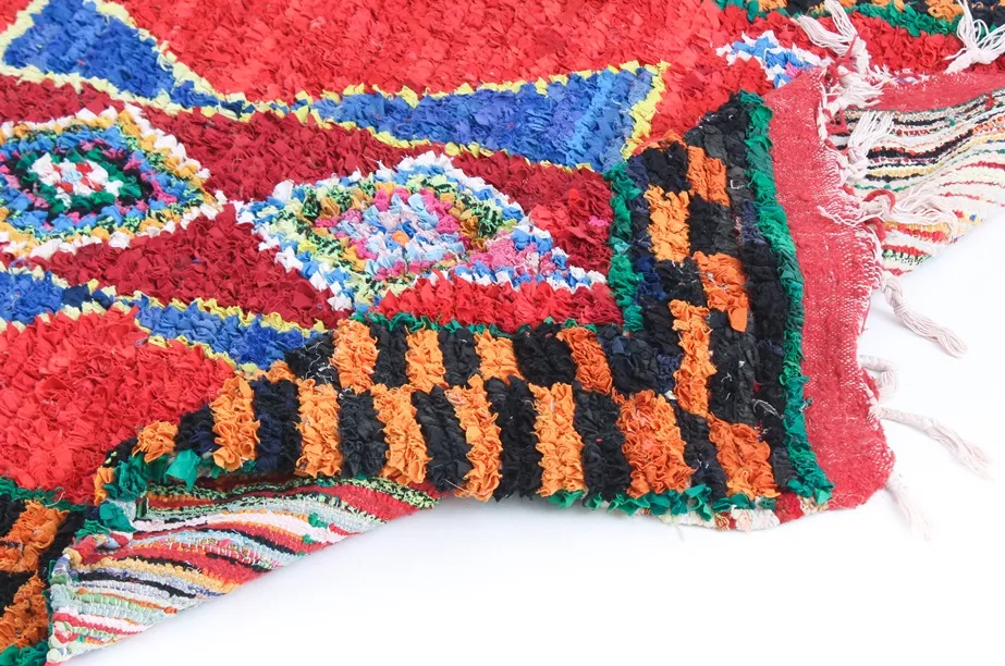 Marokkanische Berber Teppich Boucherouite 315 x 120 cm