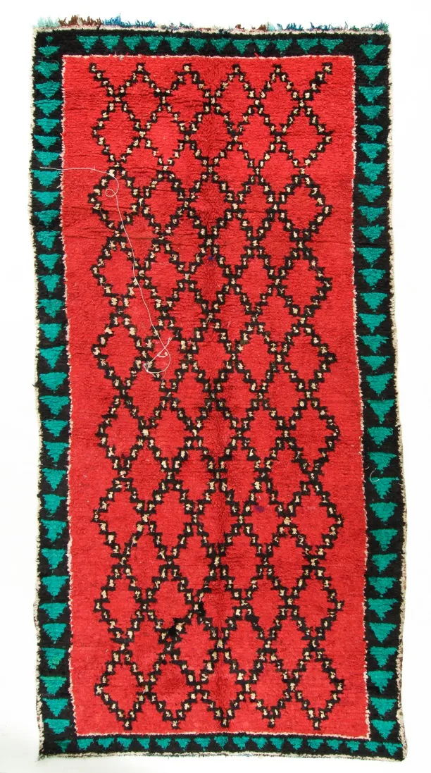 Marokkanische Berber Teppich Boucherouite 370 x 170 cm