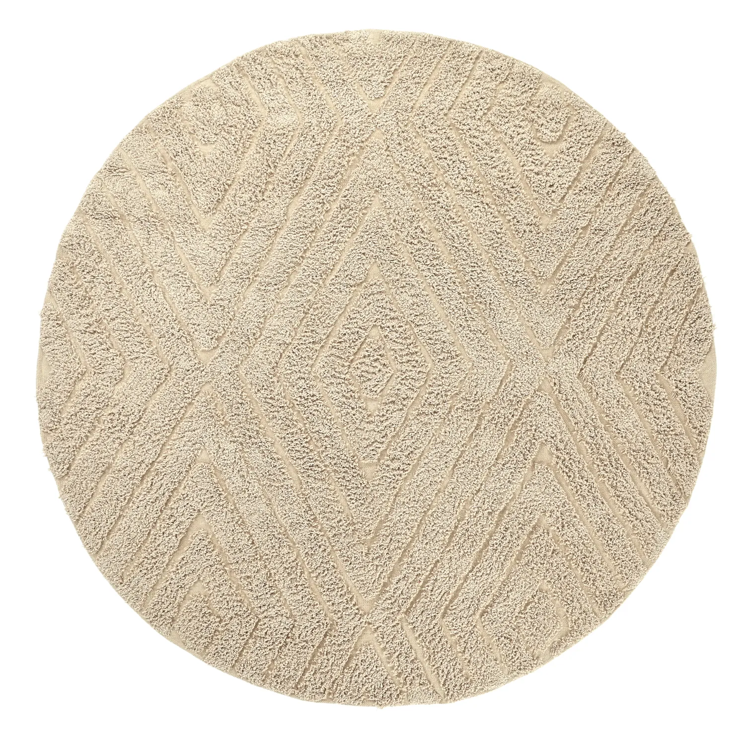 Runde Teppiche - Amberley Natural Cotton Shaggy (beige)