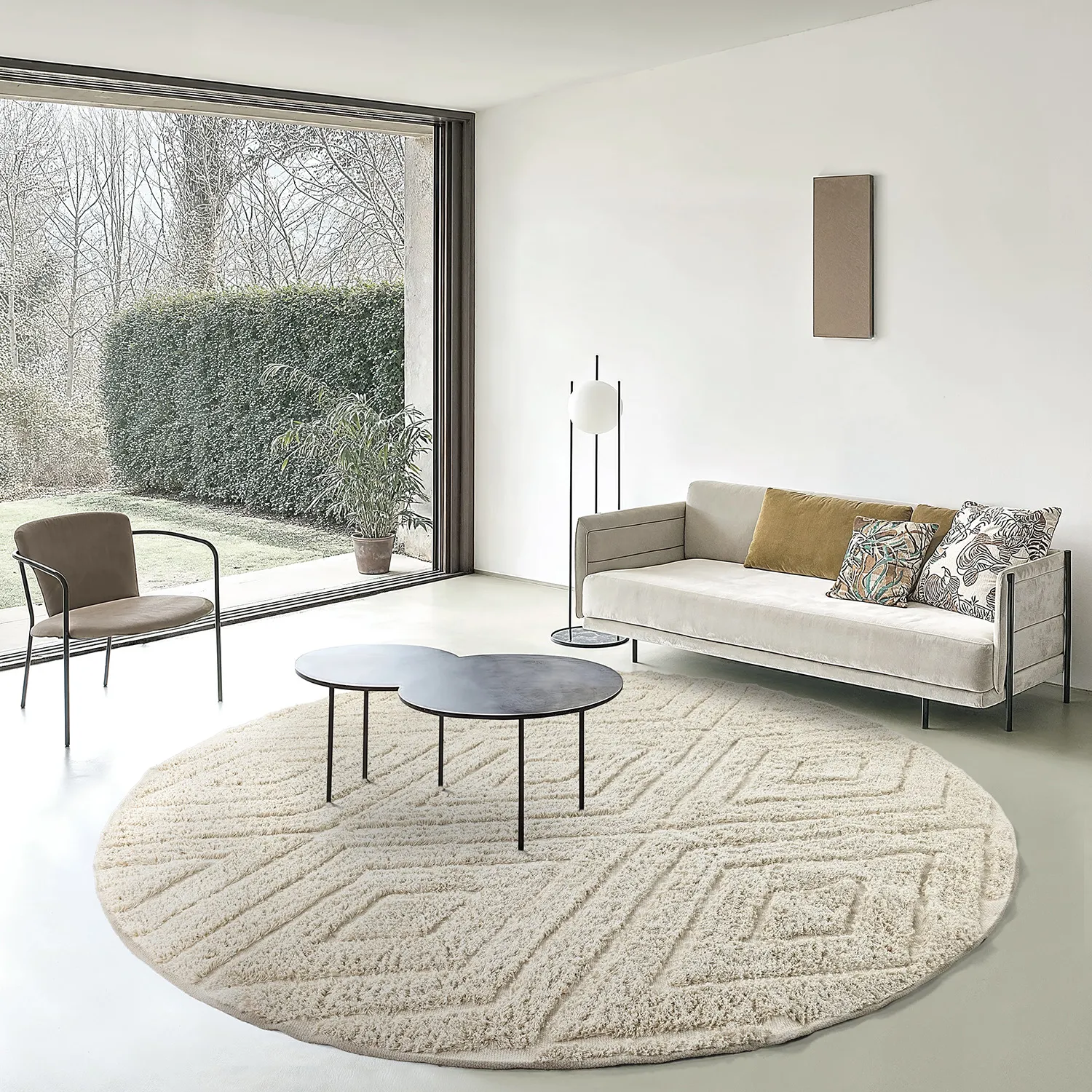 Runde Teppiche - Amberley Natural Cotton Shaggy (cremefarben)