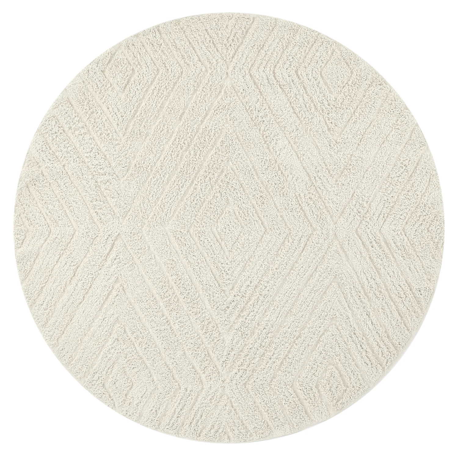 Runde Teppiche - Amberley Natural Cotton Shaggy (cremefarben)