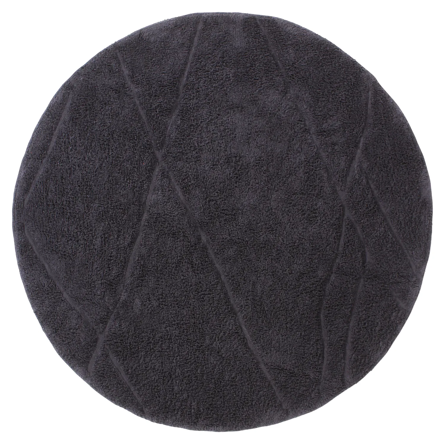 Runde Teppiche - Andrea Natural Cotton Shaggy (schwarz)