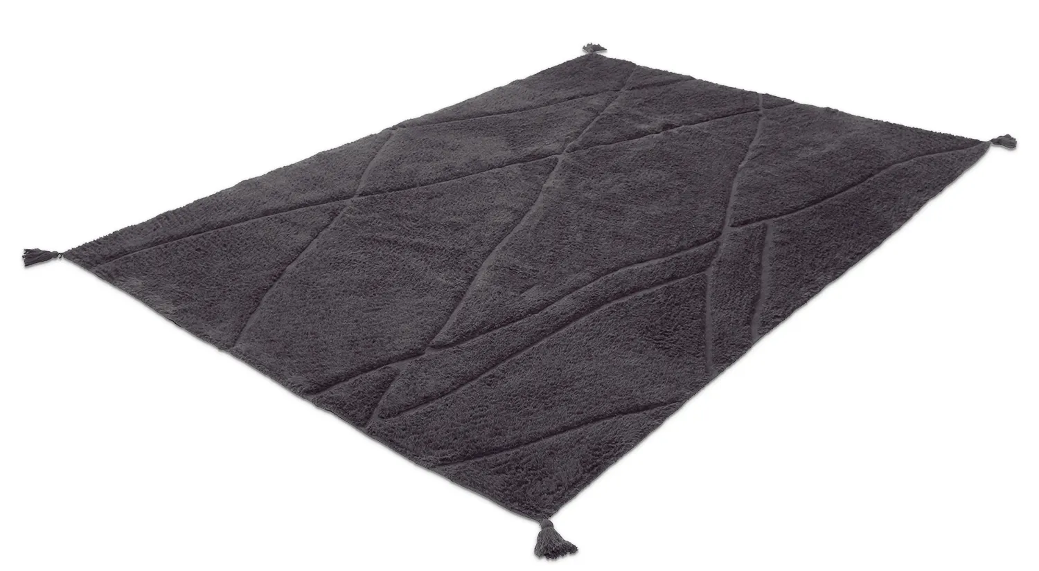 Hochflorteppiche - Andrea Natural Cotton Shaggy (schwarz)