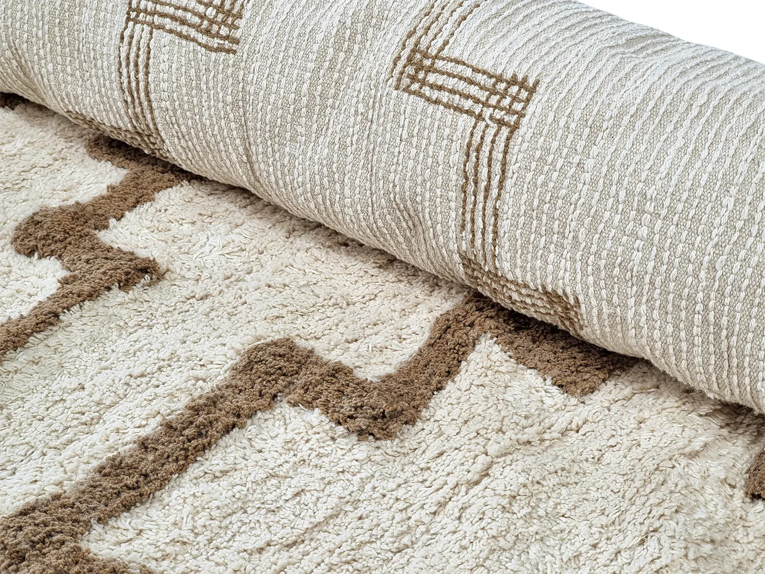 Runde Teppiche - Arlon Natural Cotton Shaggy (beige)