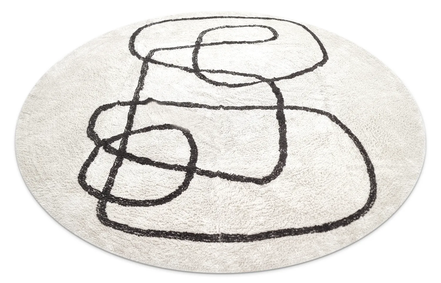 Runde Teppiche - Bavello Natural Cotton Shaggy (offwhite/schwarz)