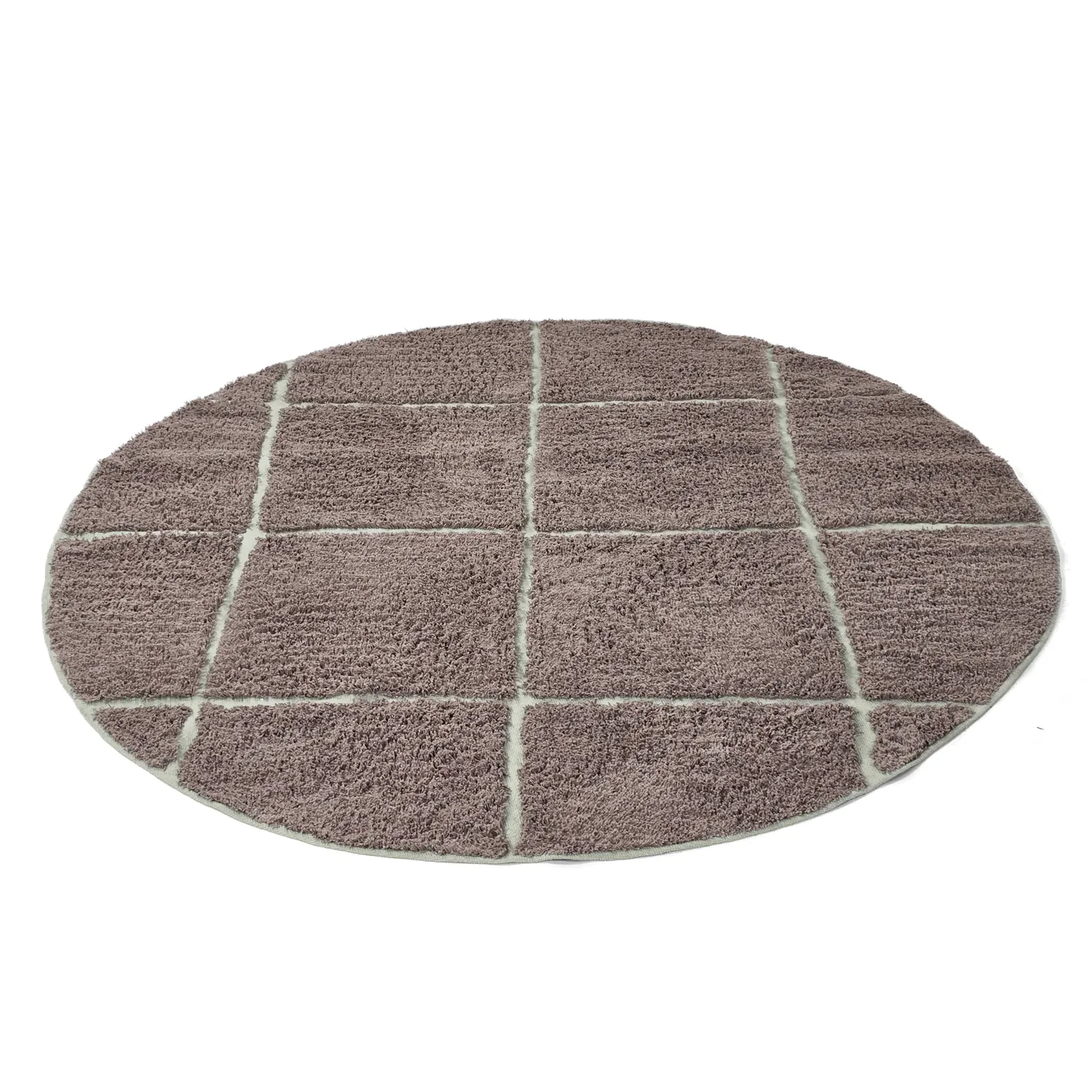 Runde Teppiche - Bellevue Natural Cotton Shaggy (taupe/grün)