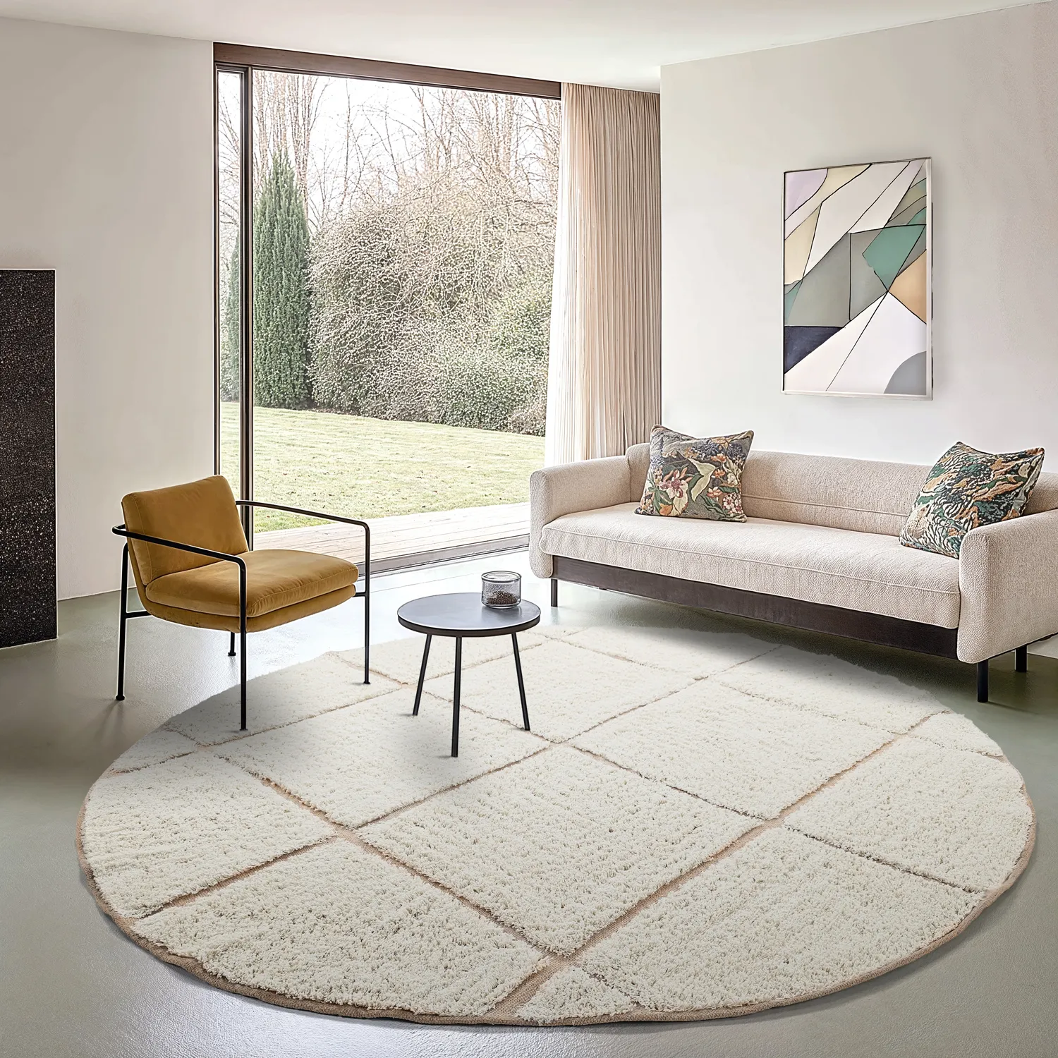 Runde Teppiche - Bellevue Natural Cotton Shaggy (cremefarben/beige)