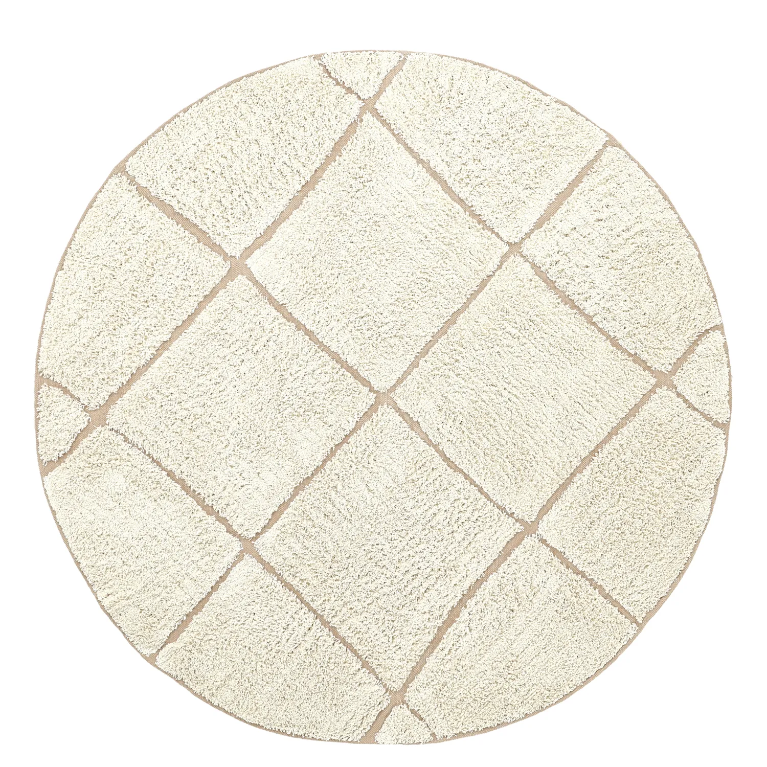 Runde Teppiche - Bellevue Natural Cotton Shaggy (cremefarben/beige)