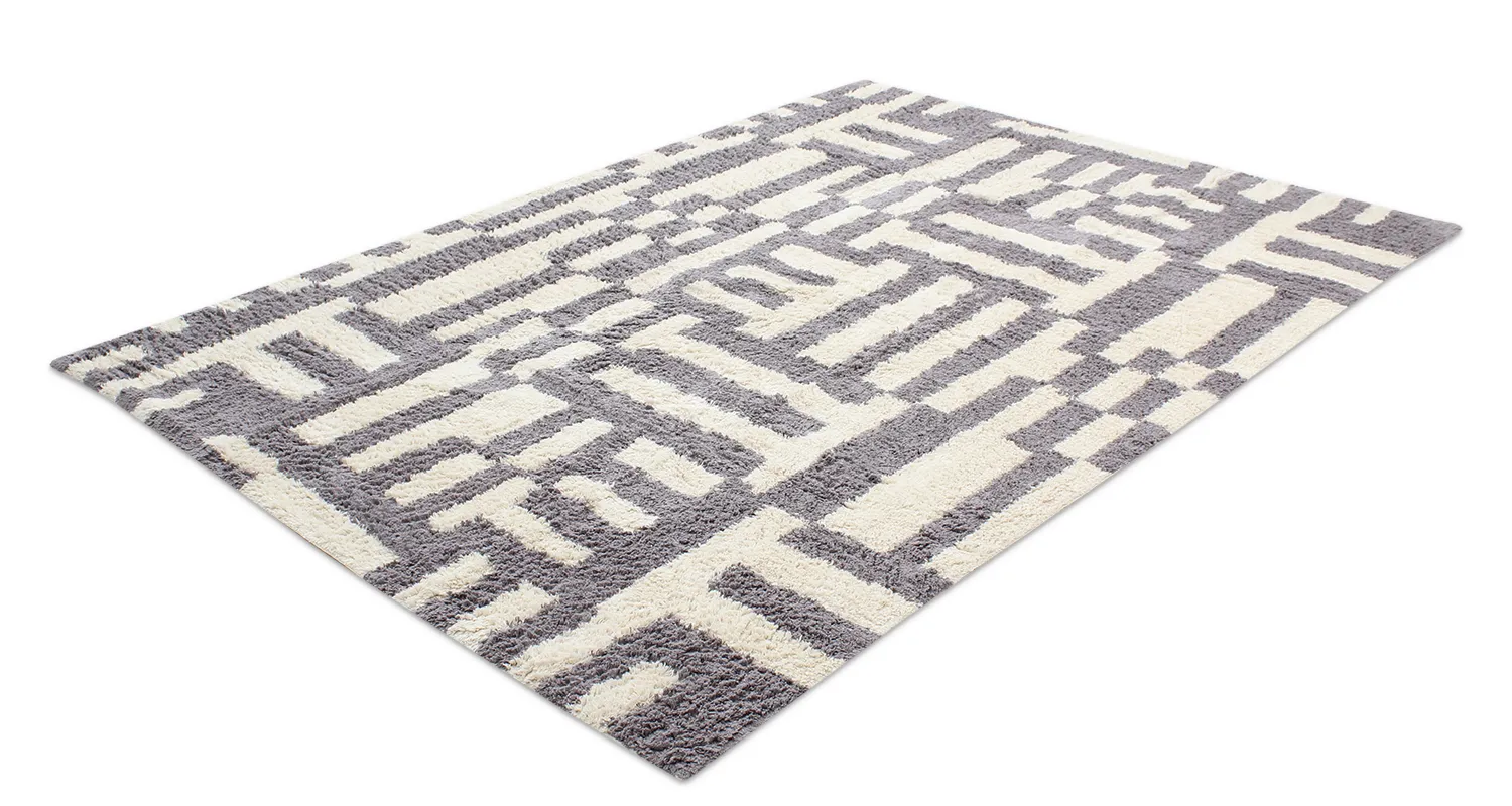 Hochflorteppiche - Bergamo Natural Cotton Shaggy (grau/weiß)