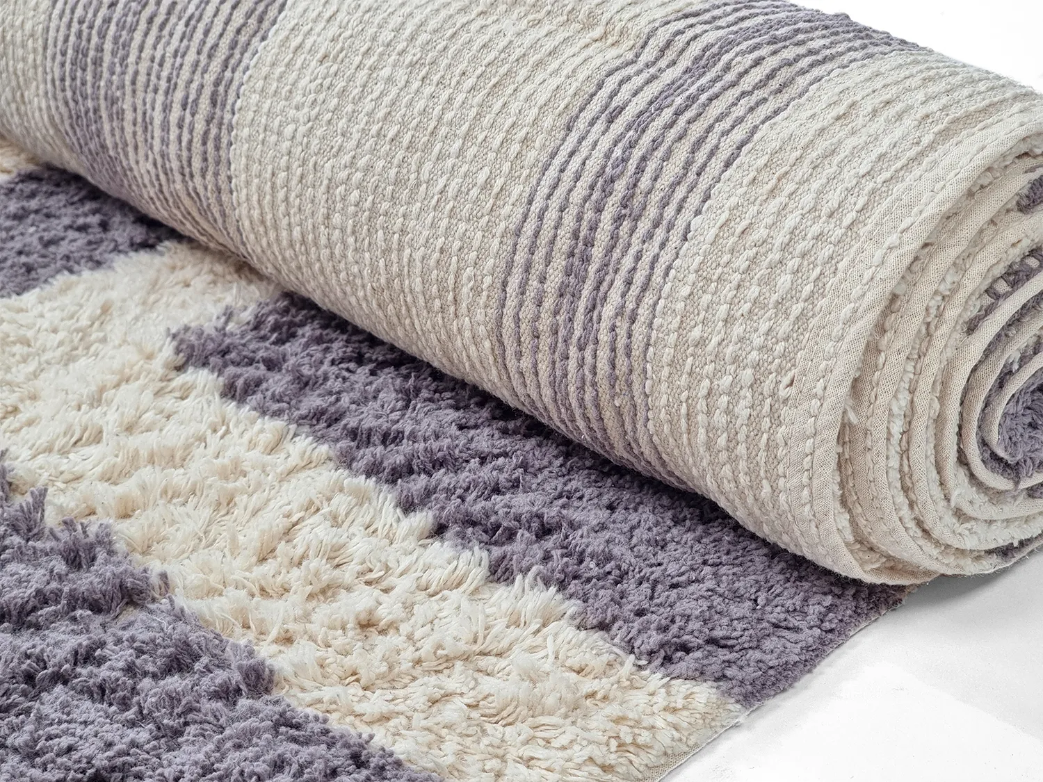 Hochflorteppiche - Bergamo Natural Cotton Shaggy (grau/weiß)