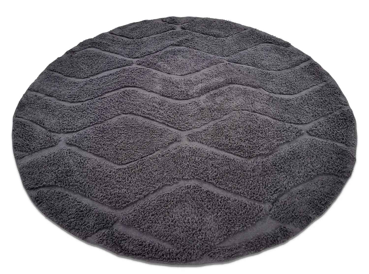 Runde Teppiche - Brynn Natural Cotton Shaggy (schwarz)