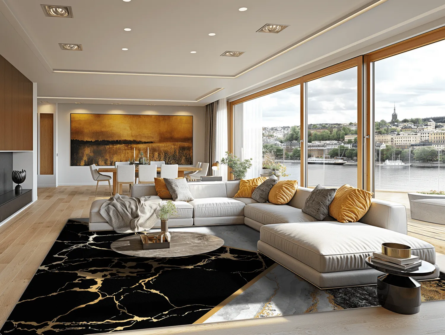 Wilton-Teppich - Cassa (grau/schwarz/gold)