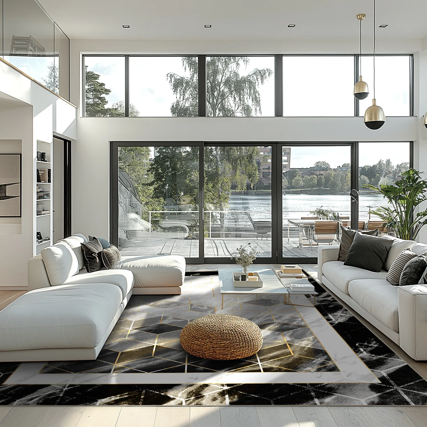 Wilton-Teppich - Castello (schwarz/weiß)
