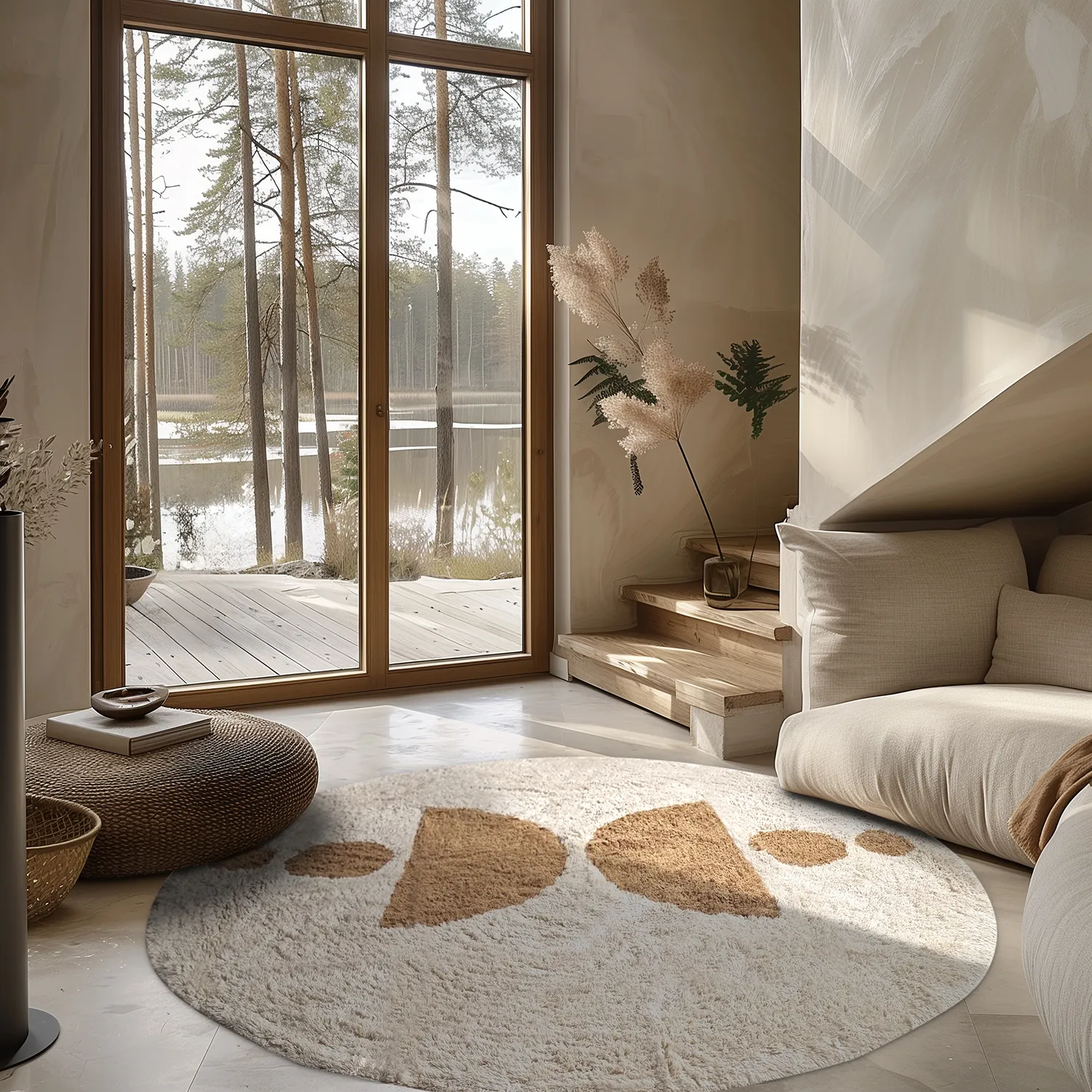 Runde Teppiche - Cervia Natural Cotton Shaggy (beige)