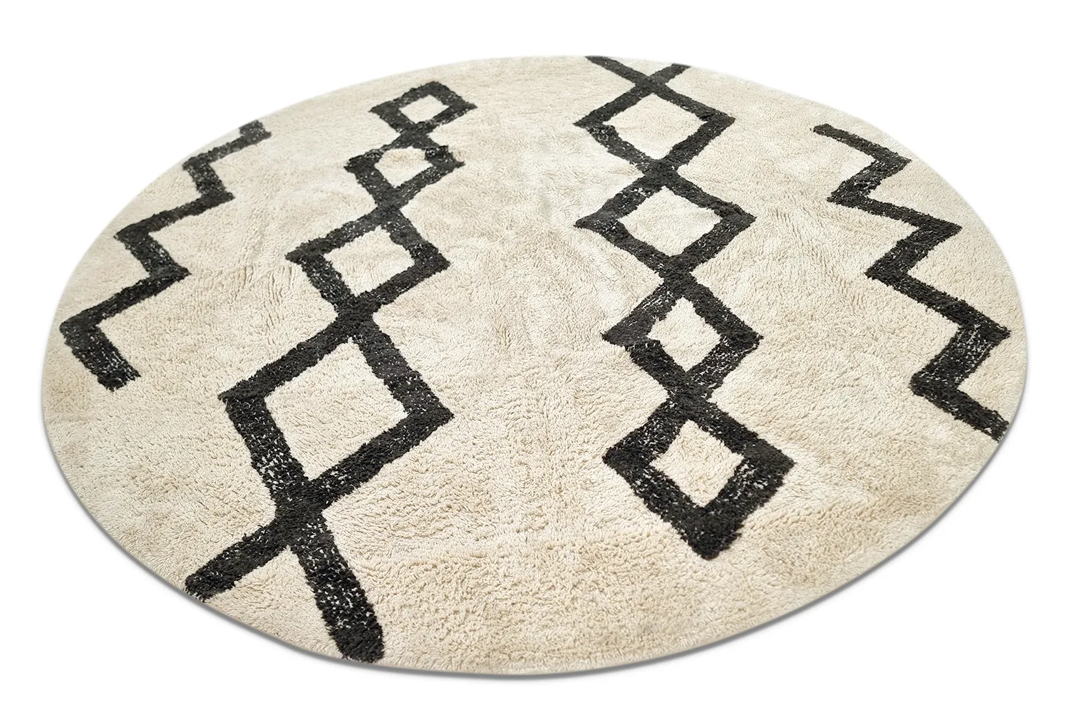 Runde Teppiche - Chablis Natural Cotton Shaggy (offwhite/schwarz)