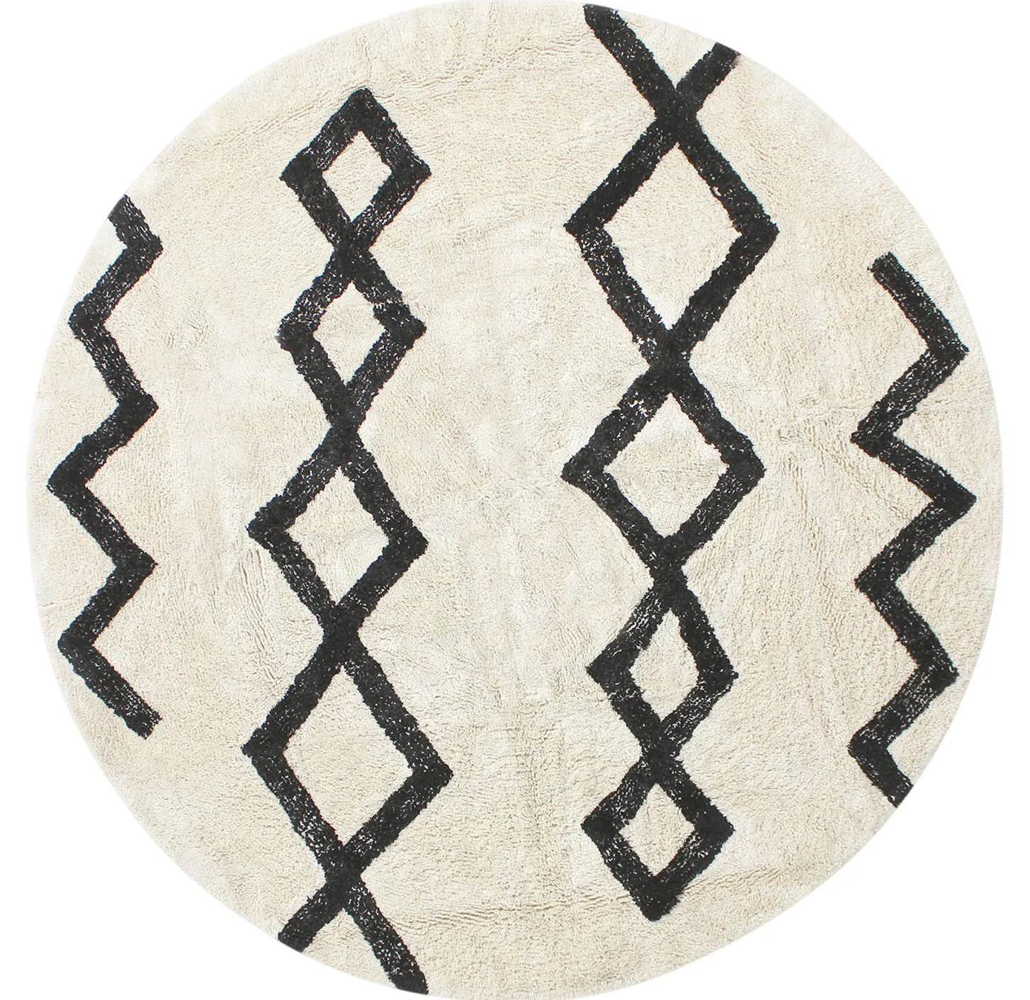 Runde Teppiche - Chablis Natural Cotton Shaggy (offwhite/schwarz)