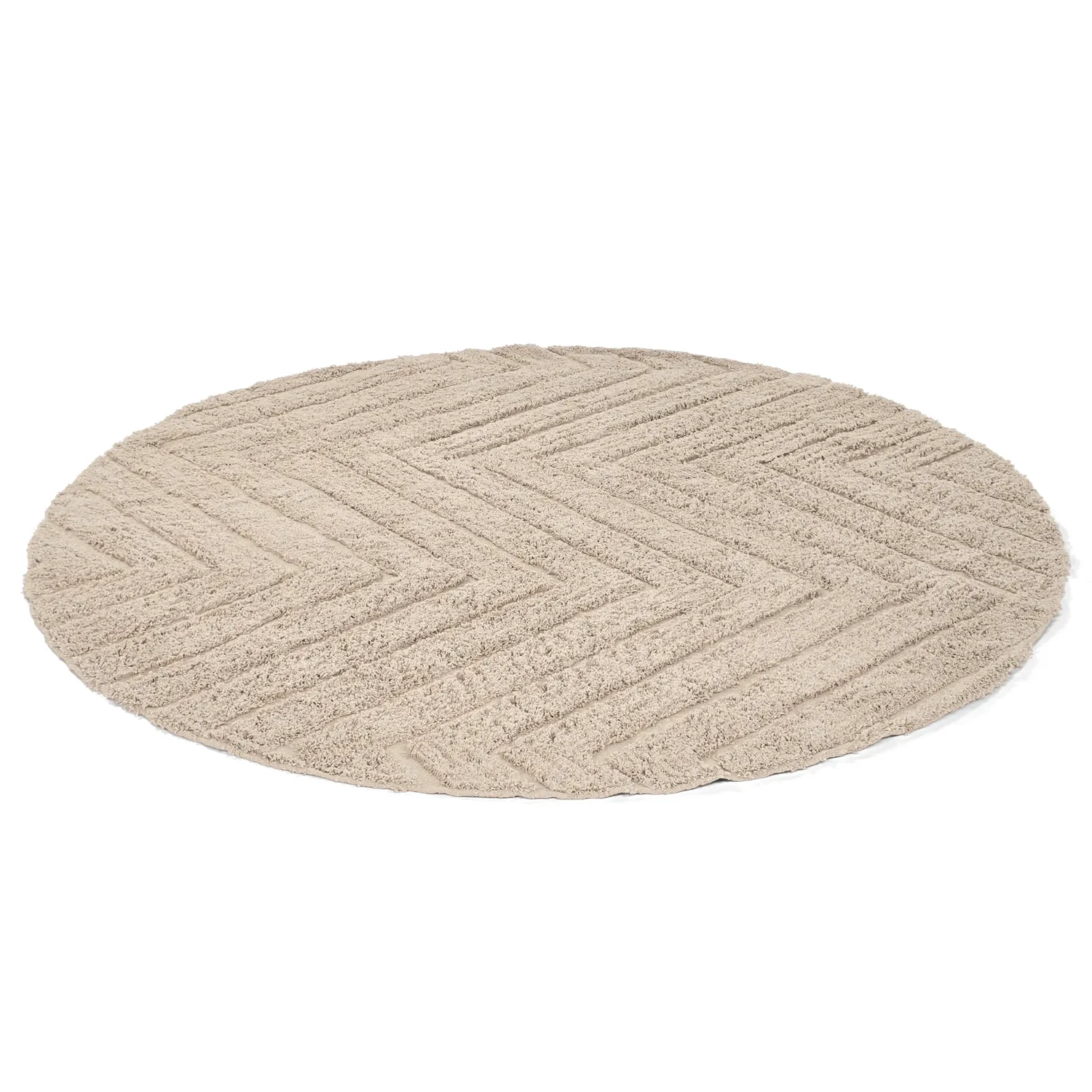Runde Teppiche - Conara Natural Cotton Shaggy (beige)