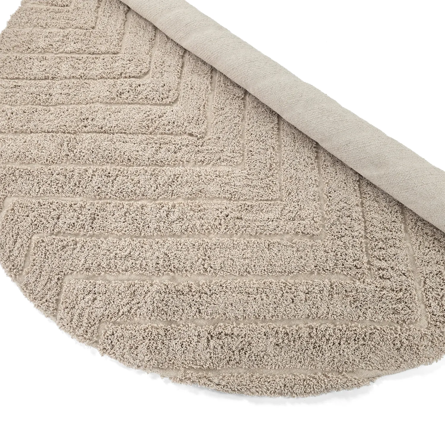 Runde Teppiche - Conara Natural Cotton Shaggy (beige)