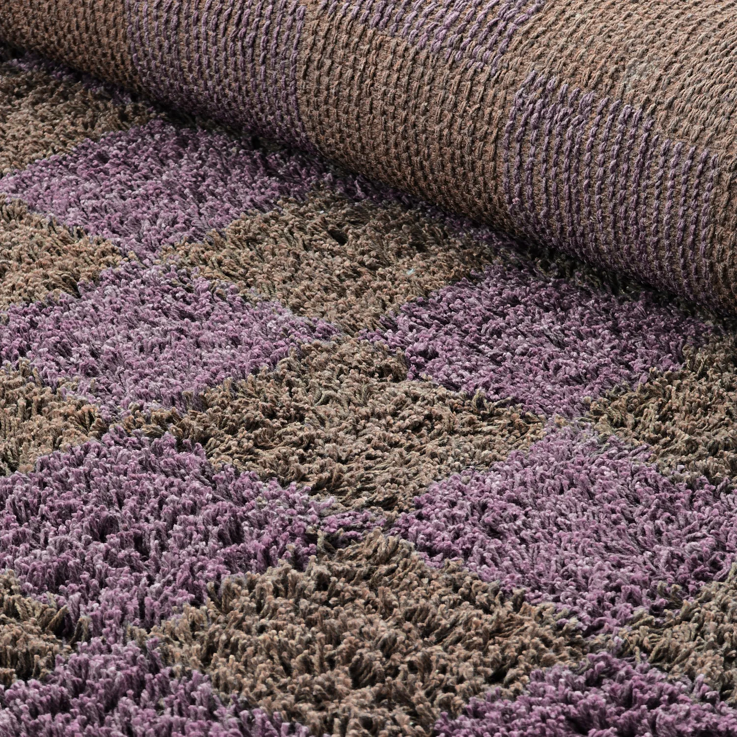 Hochflorteppiche - Elsey Natural Cotton Shaggy (braun/lila)