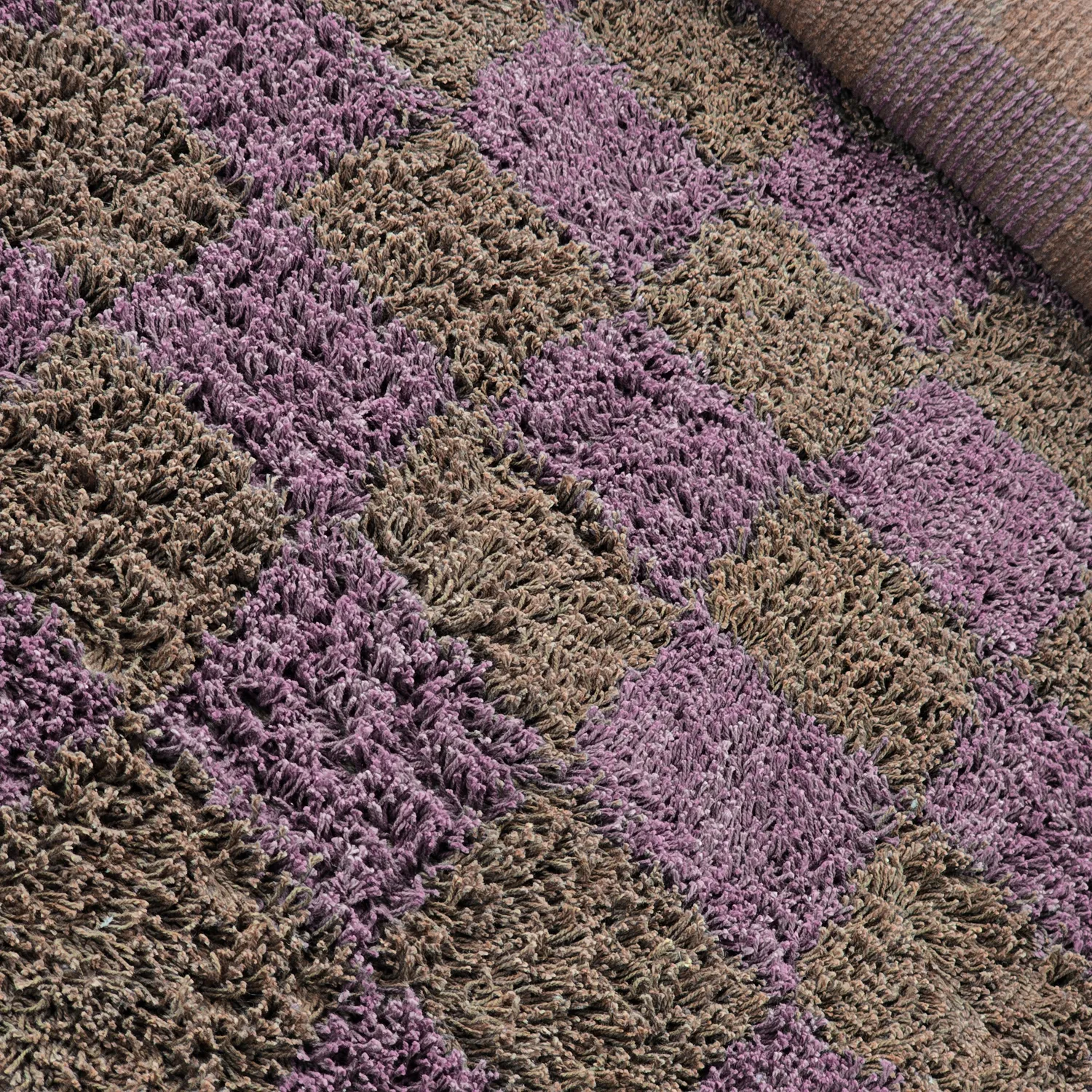 Hochflorteppiche - Elsey Natural Cotton Shaggy (braun/lila)