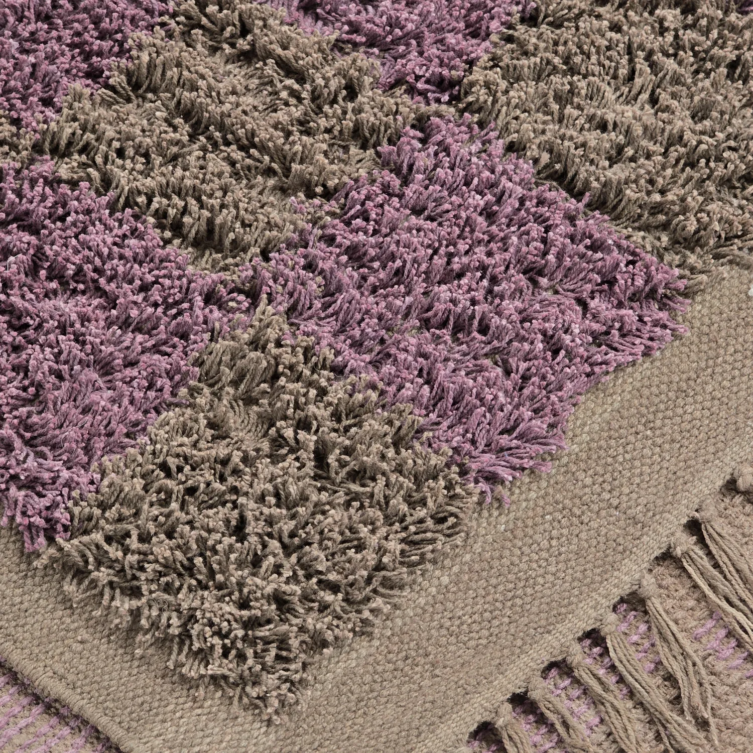 Hochflorteppiche - Elsey Natural Cotton Shaggy (braun/lila)
