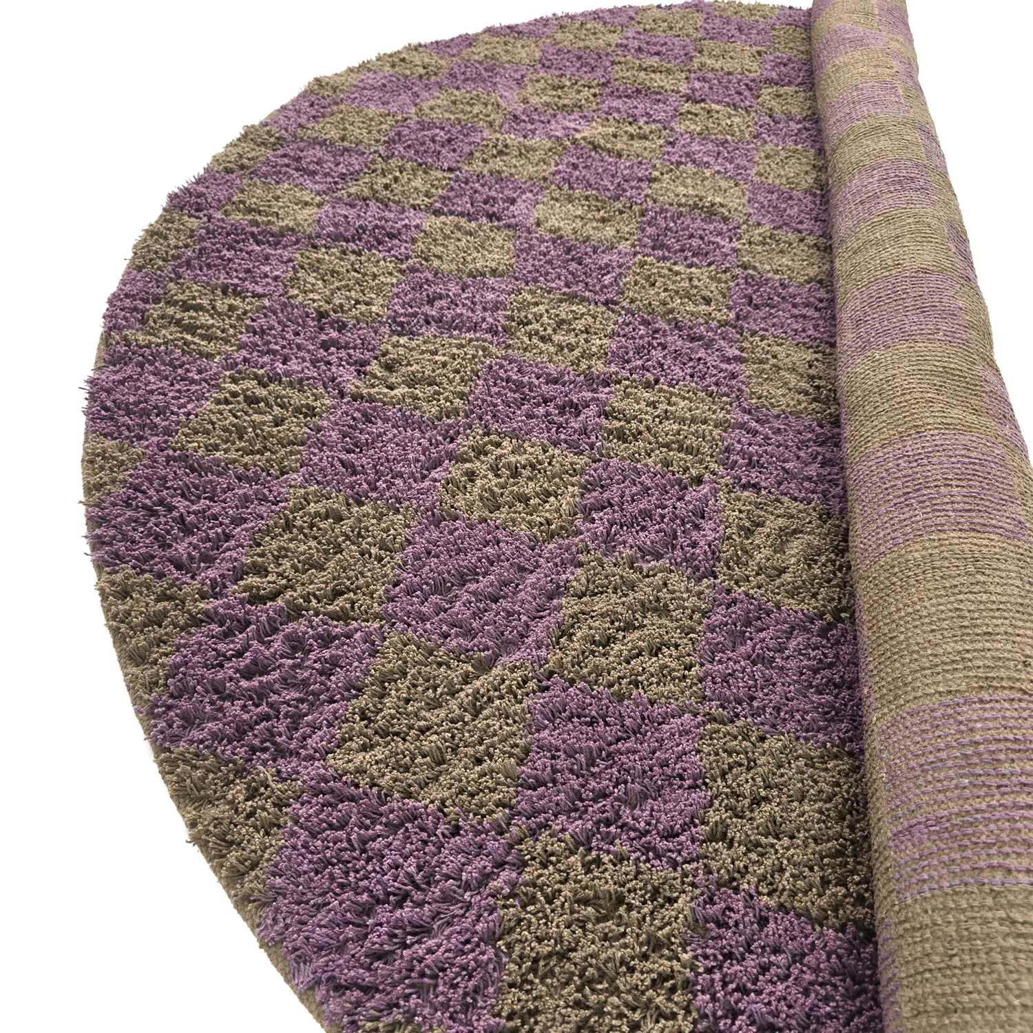 Runde Teppiche - Elsey Natural Cotton Shaggy (braun/lila)