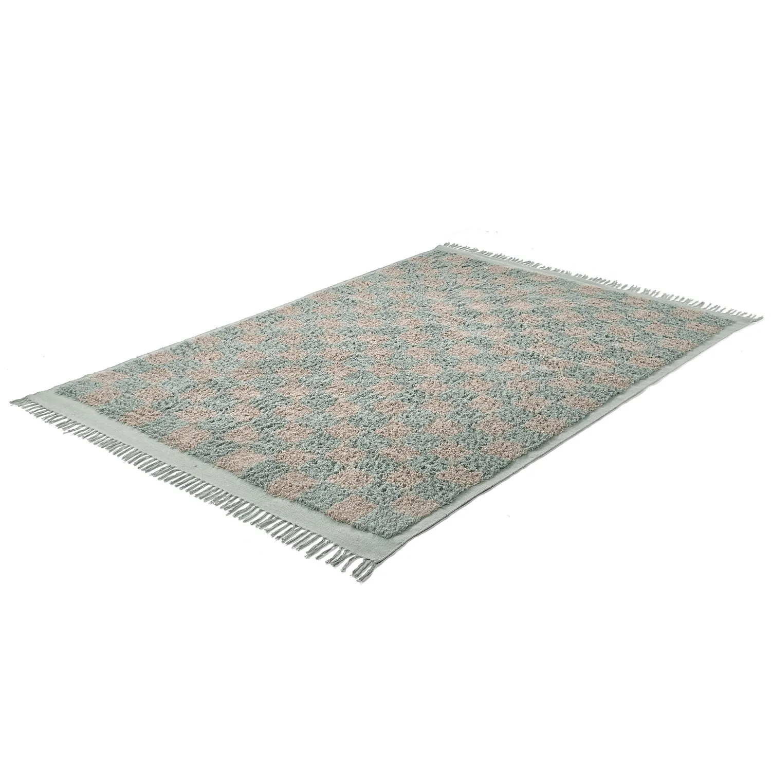 Hochflorteppiche - Elsey Natural Cotton Shaggy (grau/rosa)