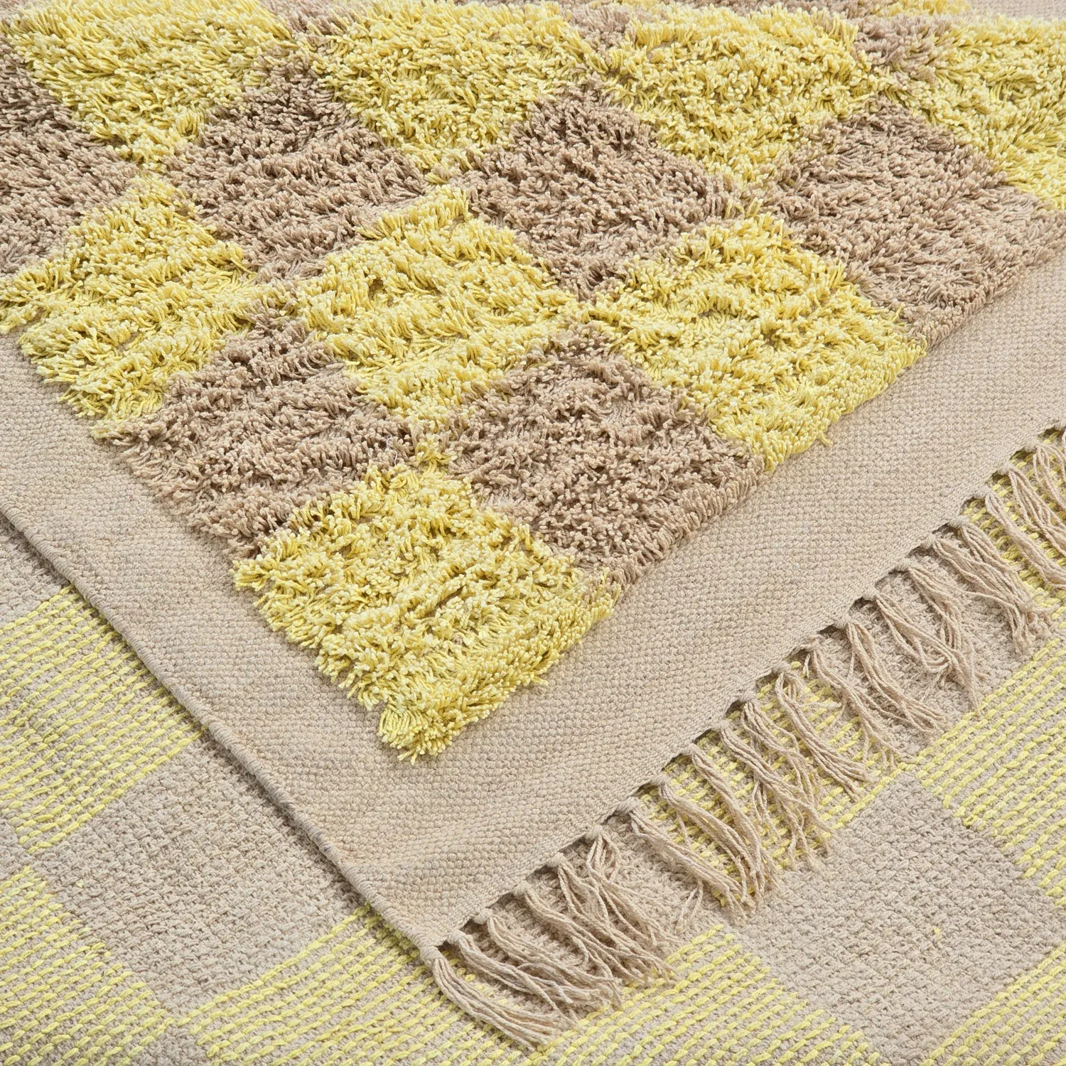 Hochflorteppiche - Elsey Natural Cotton Shaggy (gelb/beige)