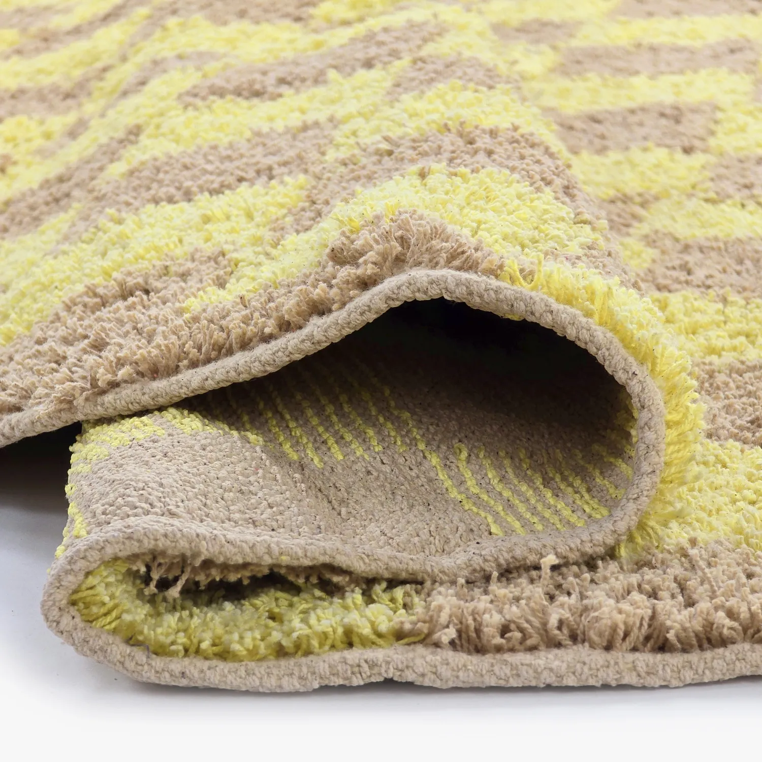 Runde Teppiche - Elsey Natural Cotton Shaggy (gelb/beige)