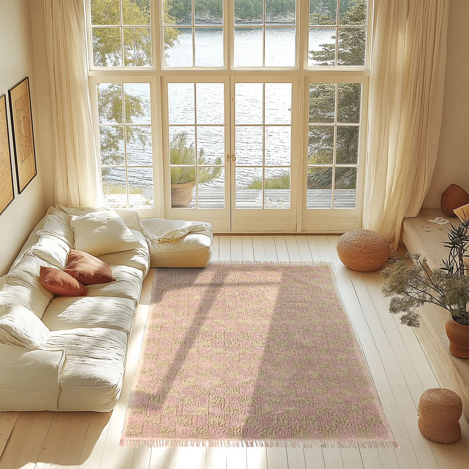 Hochflorteppiche - Elsey Natural Cotton Shaggy (rosa/orange)