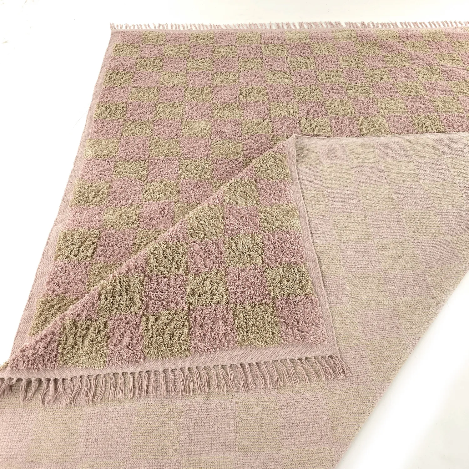 Hochflorteppiche - Elsey Natural Cotton Shaggy (rosa/orange)