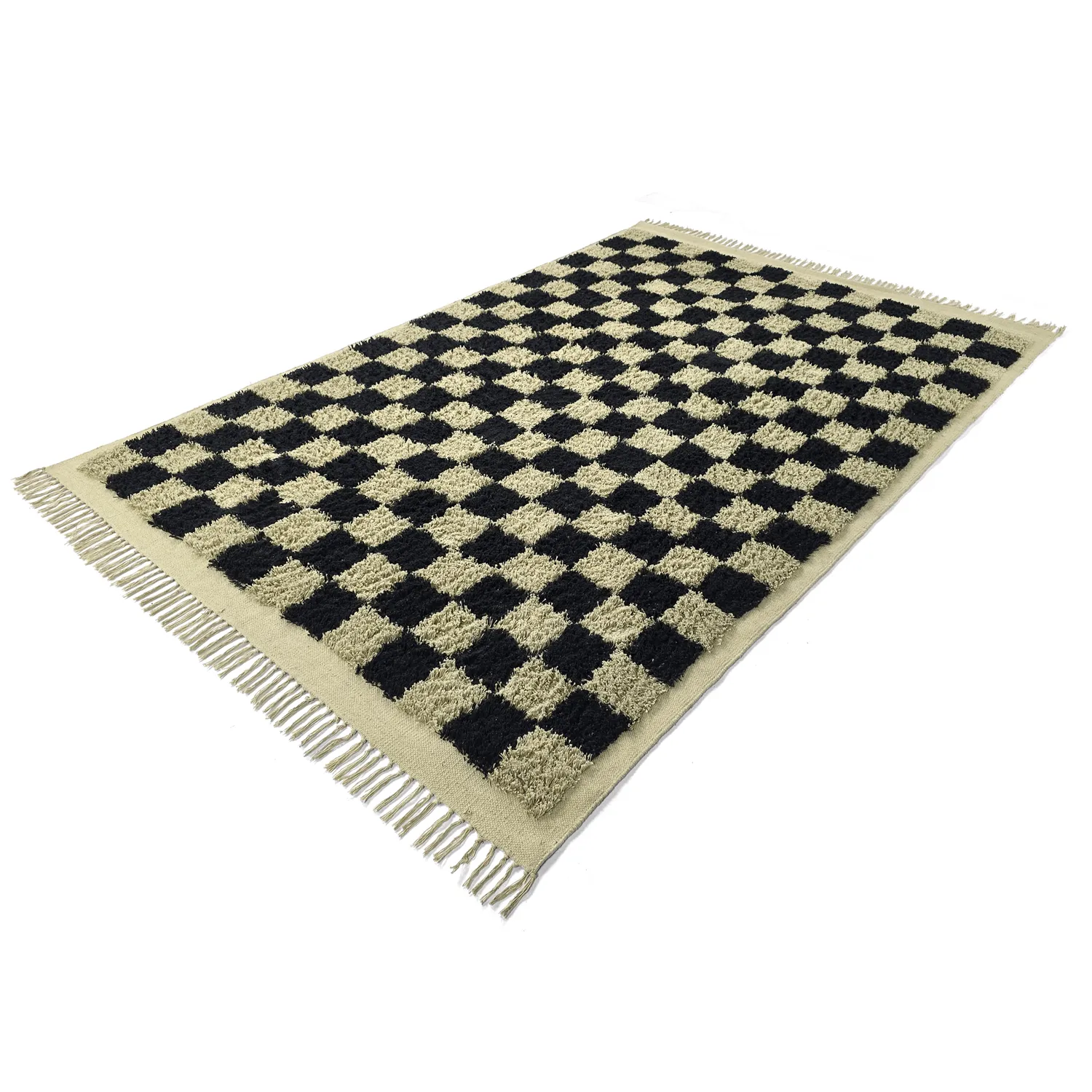 Hochflorteppiche - Elsey Natural Cotton Shaggy (schwarz/beige)