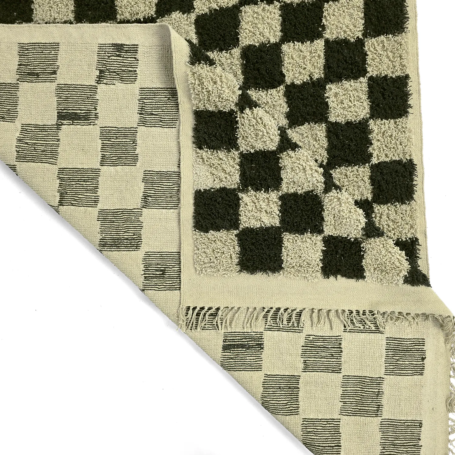 Hochflorteppiche - Elsey Natural Cotton Shaggy (schwarz/beige)