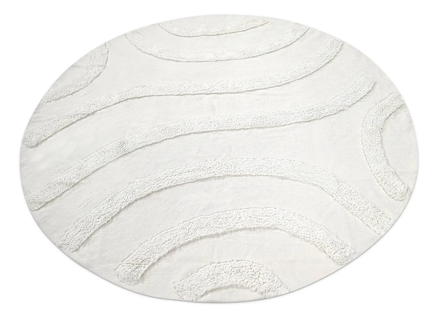 Runde Teppiche - Emilia Natural Cotton Shaggy (offwhite)