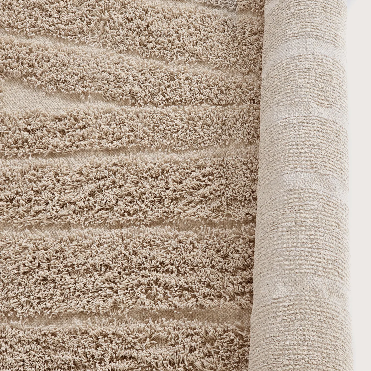Runde Teppiche - Farley Natural Cotton Shaggy (beige)