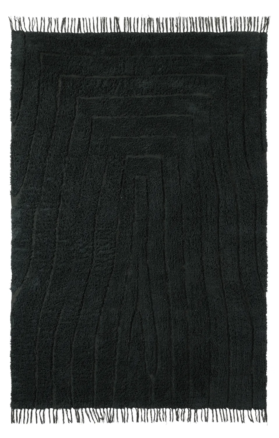 Hochflorteppiche - Farley Natural Cotton Shaggy (schwarz)