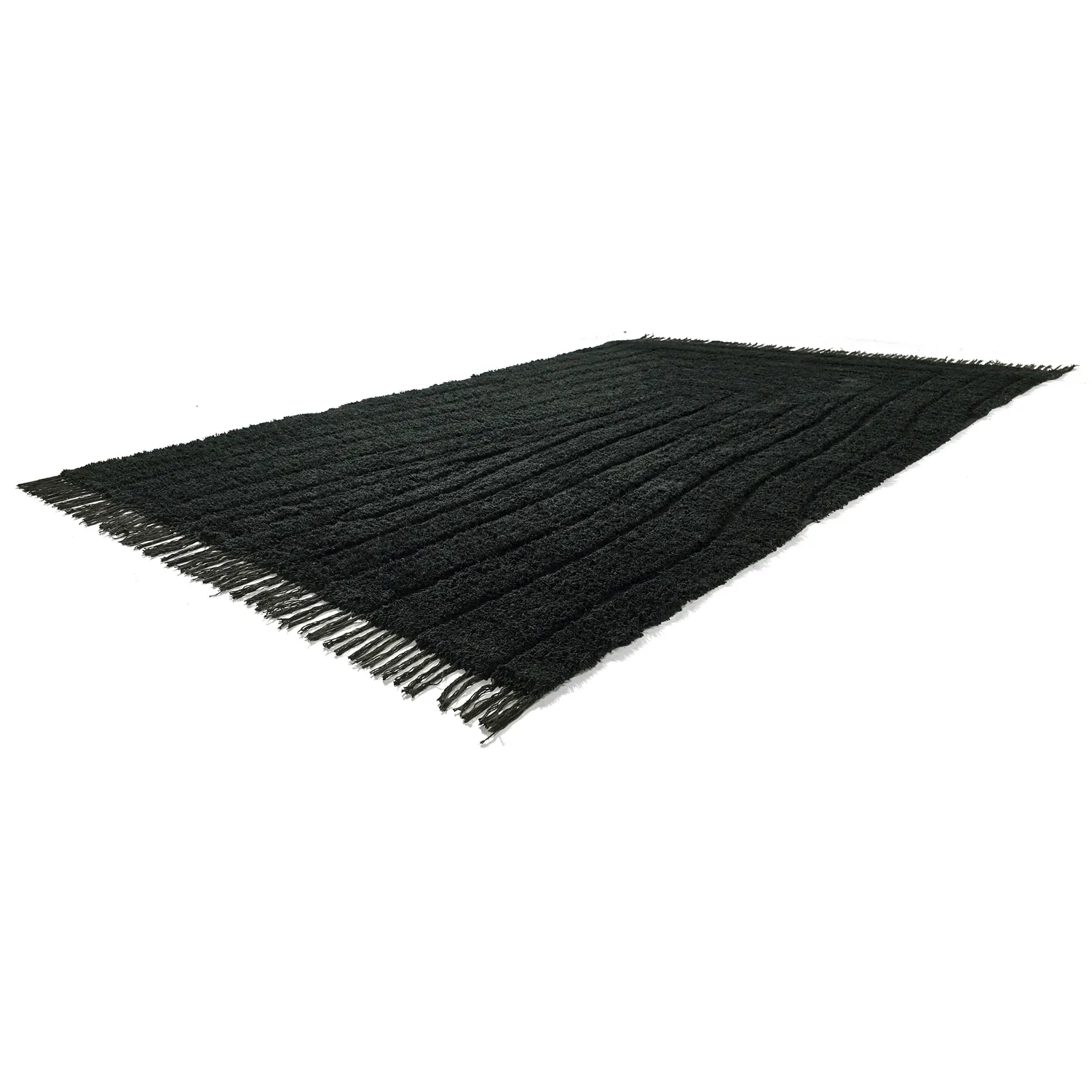 Hochflorteppiche - Farley Natural Cotton Shaggy (schwarz)