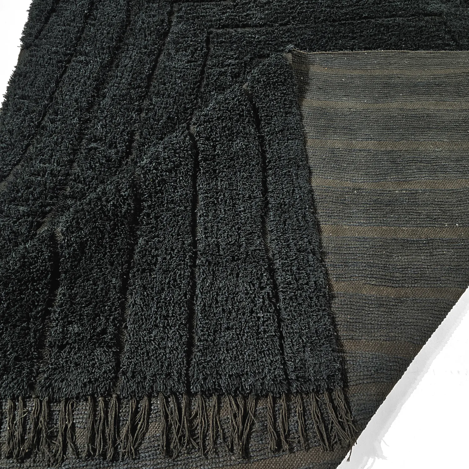 Hochflorteppiche - Farley Natural Cotton Shaggy (schwarz)